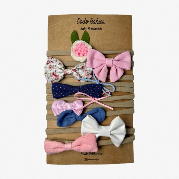 10 Pack Dodo Babies Infant Headbands Soft Nylon Bands Handmade Baby Bows READ - Picture 2 of 6